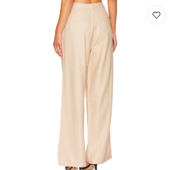 We Wore What Tailored Pant Pinstripe Trousers in Safari Multi Taupe Size 4 - Picture 4 of 9